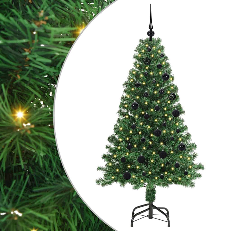 vidaXL Mű karácsonyfa 150 LED-del Zöld 150 cm PVC és Acél és Műanyag