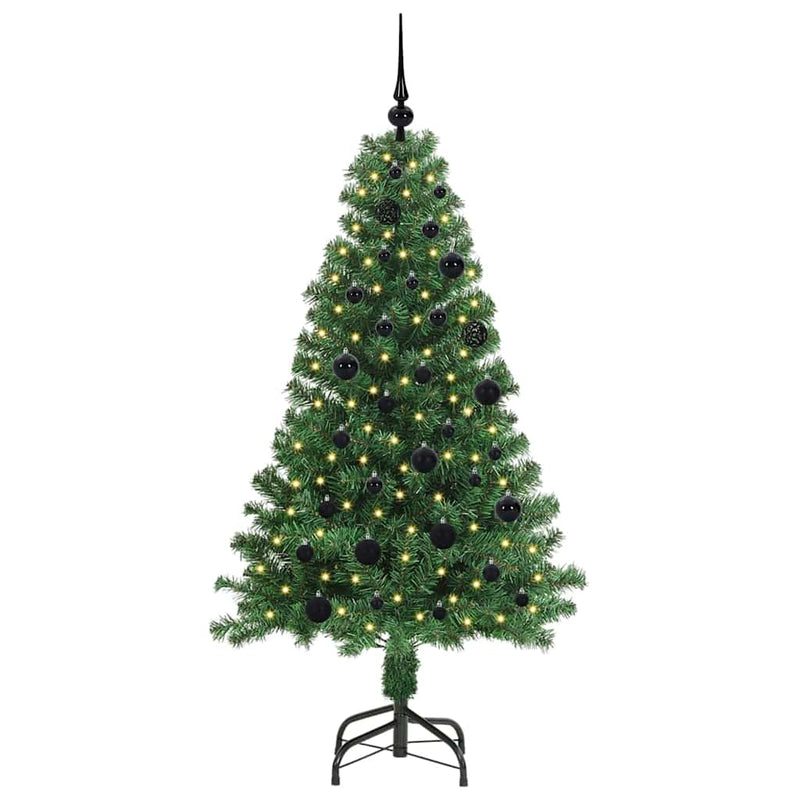 vidaXL Mű karácsonyfa 150 LED-del Zöld 150 cm PVC és Acél és Műanyag