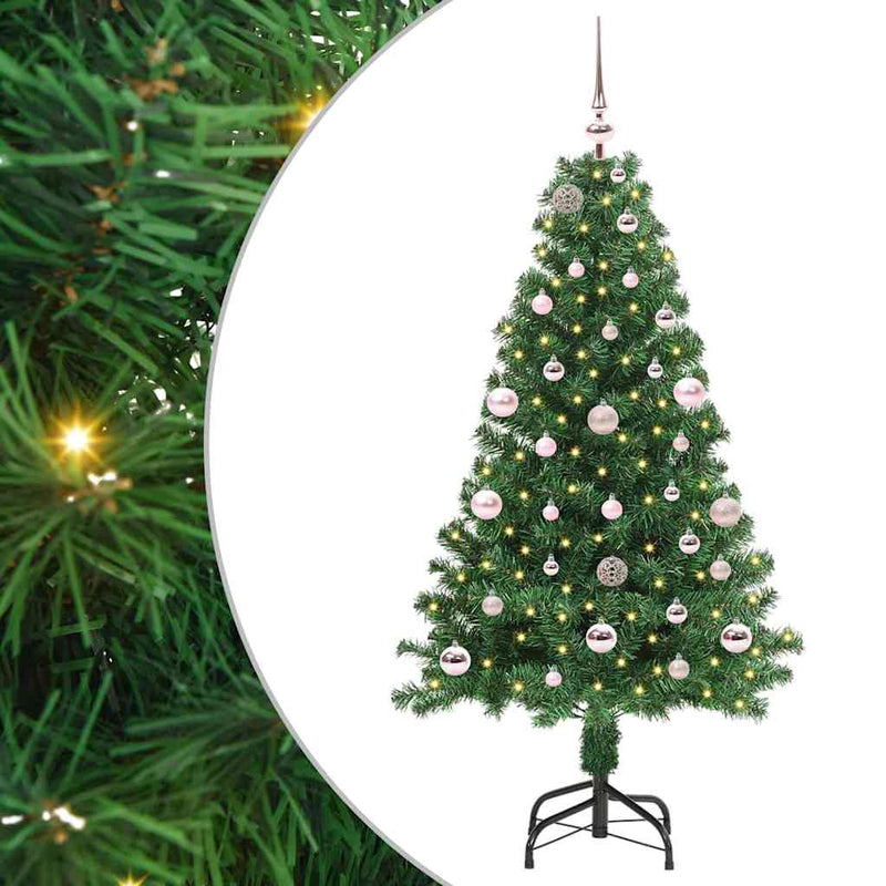 vidaXL Mű karácsonyfa 150 LED-del Zöld 150 cm PVC és Acél és Műanyag