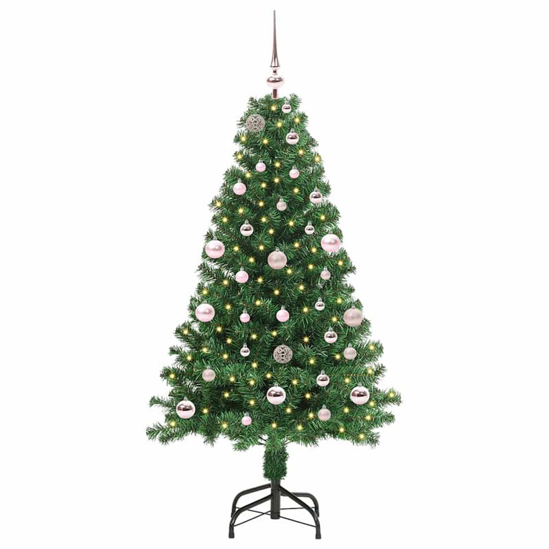 vidaXL Mű karácsonyfa 150 LED-del Zöld 150 cm PVC és Acél és Műanyag