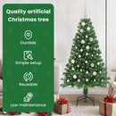 vidaXL Mű karácsonyfa 150 LED-del Zöld 150 cm PVC és Acél és Műanyag