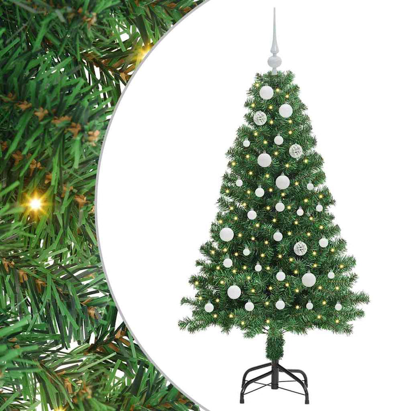 vidaXL Mű karácsonyfa 150 LED-del Zöld 150 cm PVC és Acél és Műanyag