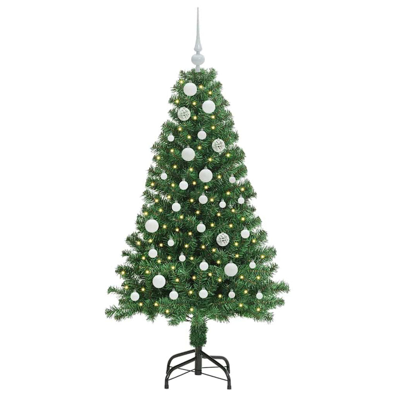 vidaXL Mű karácsonyfa 150 LED-del Zöld 150 cm PVC és Acél és Műanyag