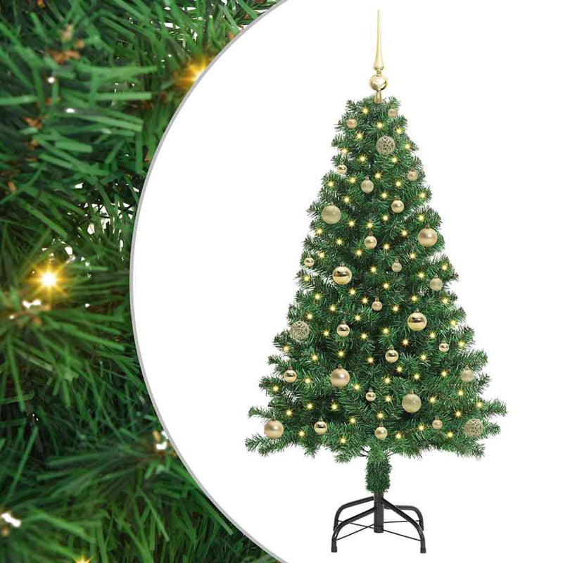 vidaXL Mű karácsonyfa 150 LED-del Zöld 150 cm PVC és Acél és Műanyag