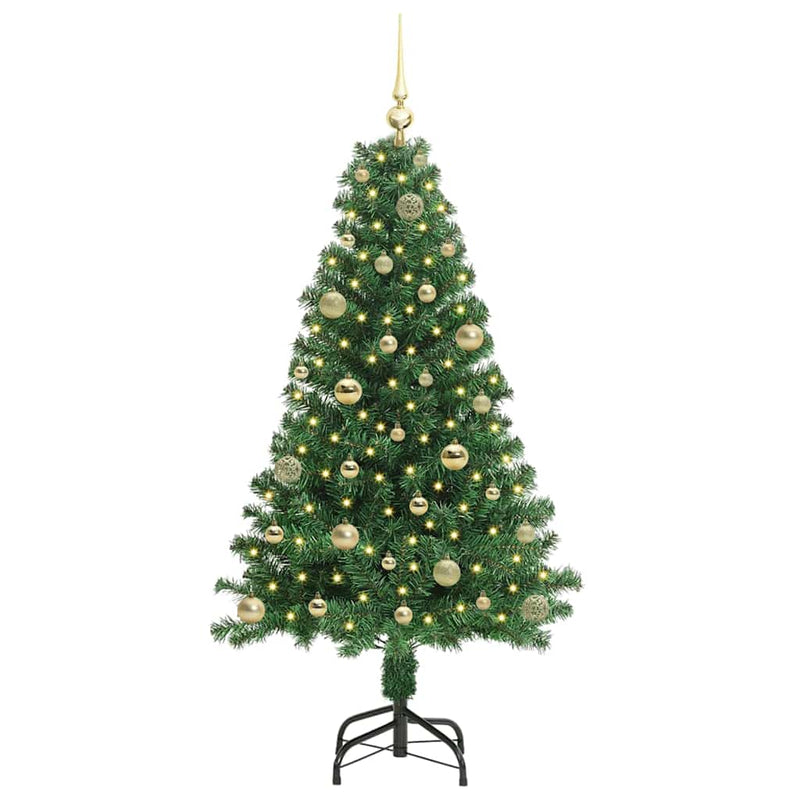 vidaXL Mű karácsonyfa 150 LED-del Zöld 150 cm PVC és Acél és Műanyag