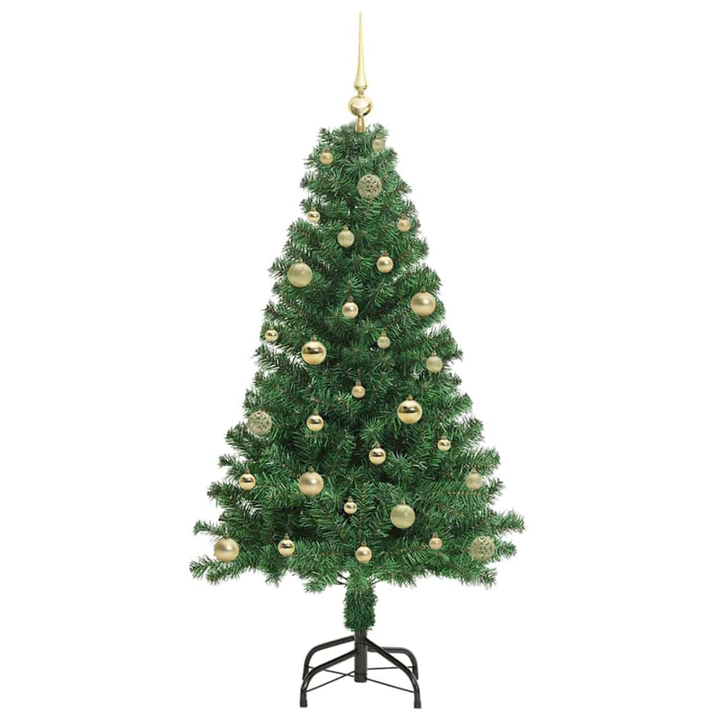 vidaXL Mű karácsonyfa 150 LED-del Zöld 150 cm PVC és Acél és Műanyag