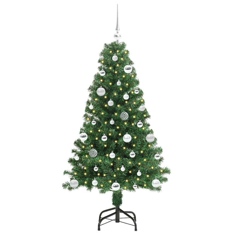 vidaXL Mű karácsonyfa 150 LED-del Zöld 150 cm PVC és Acél és Műanyag