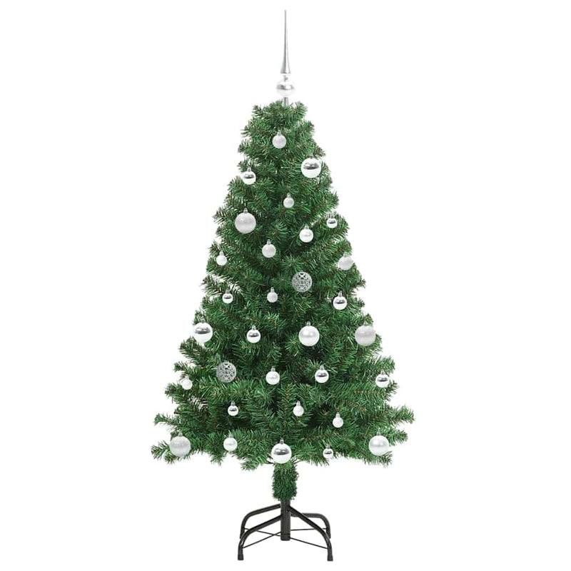 vidaXL Mű karácsonyfa 150 LED-del Zöld 150 cm PVC és Acél és Műanyag