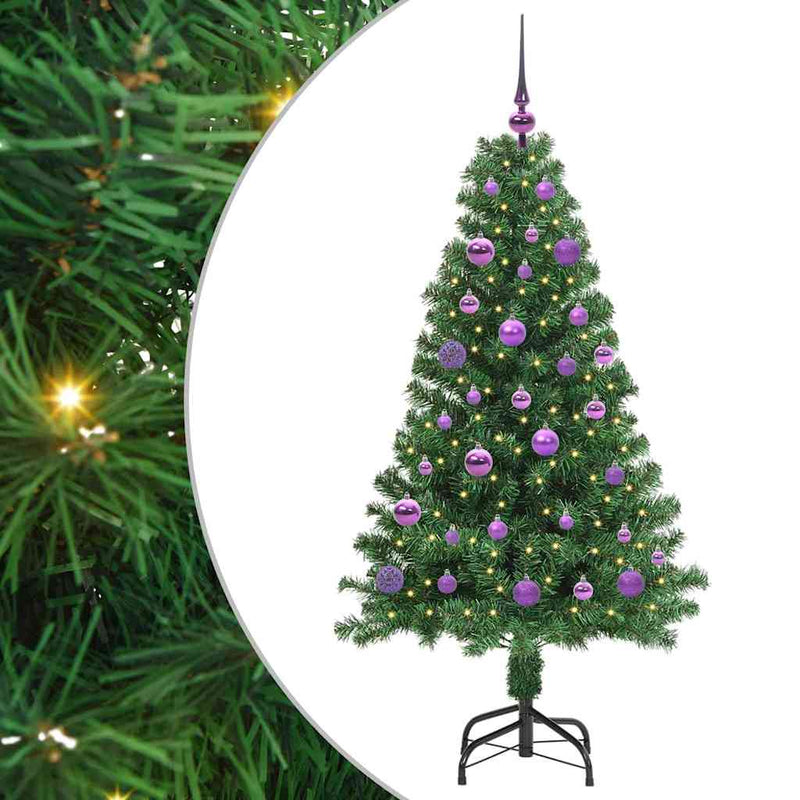 vidaXL Mű karácsonyfa 150 LED-del Zöld 150 cm PVC és Acél és Műanyag