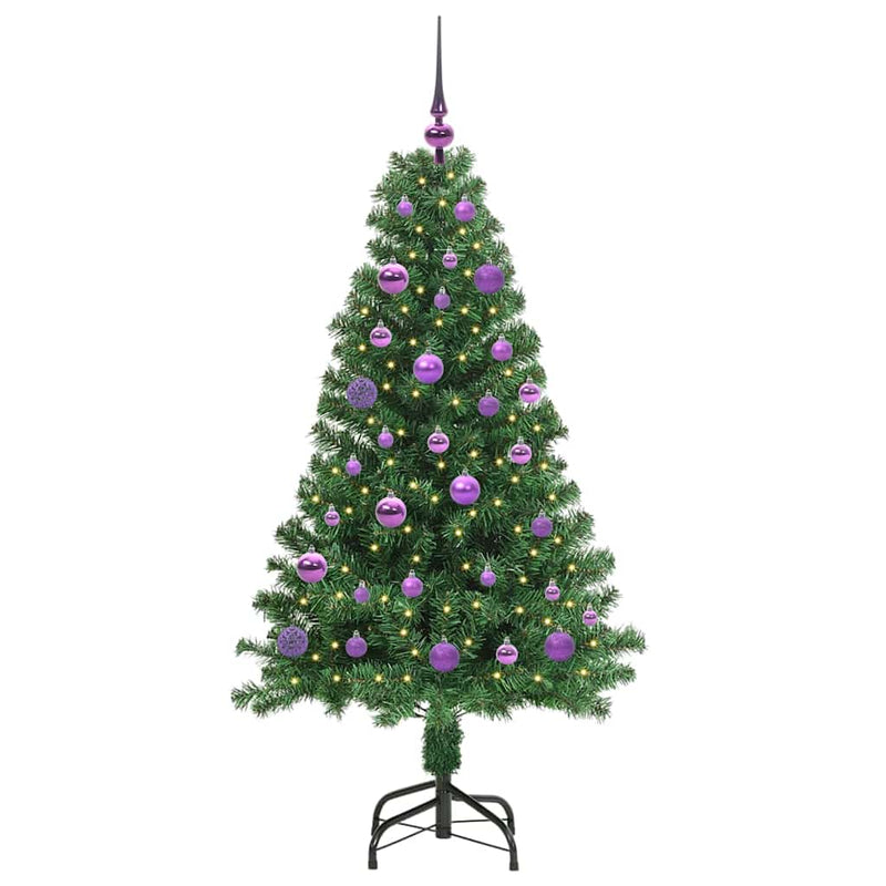 vidaXL Mű karácsonyfa 150 LED-del Zöld 150 cm PVC és Acél és Műanyag
