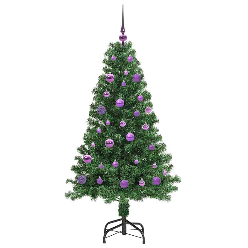 vidaXL Mű karácsonyfa 150 LED-del Zöld 150 cm PVC és Acél és Műanyag