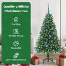 vidaXL Mű karácsonyfa 150 LED-del Zöld 150 cm PVC és Acél és Műanyag