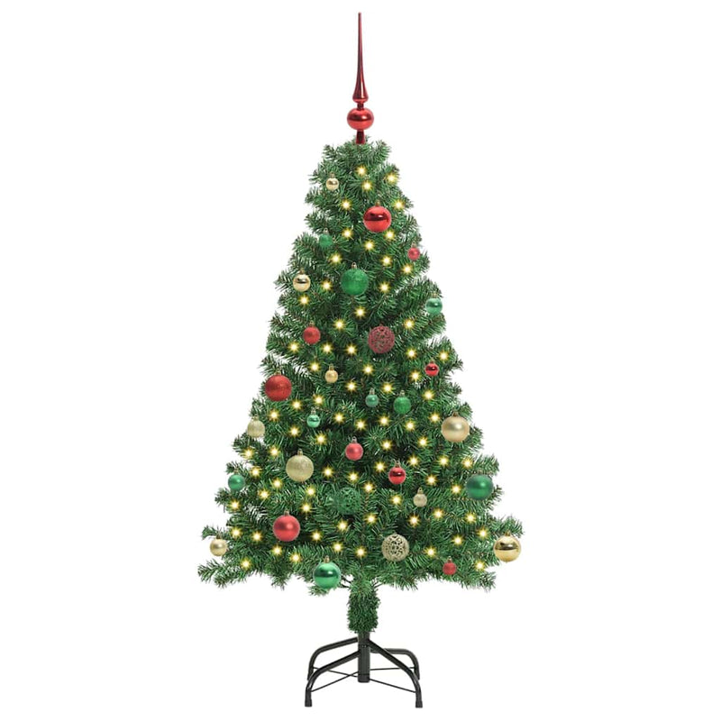 vidaXL Mű karácsonyfa 150 LED-del Zöld 150 cm PVC és Acél és Műanyag