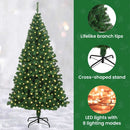 vidaXL Mű karácsonyfa 300 LED-del Zöld 180 cm PVC és Acél és Műanyag