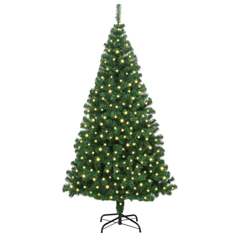 vidaXL Mű karácsonyfa 300 LED-del Zöld 180 cm PVC és Acél és Műanyag