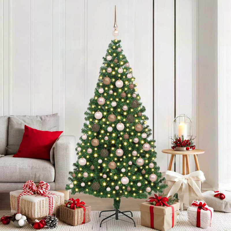 vidaXL Mű karácsonyfa 300 LED-del Zöld 180 cm PVC és Acél és Műanyag