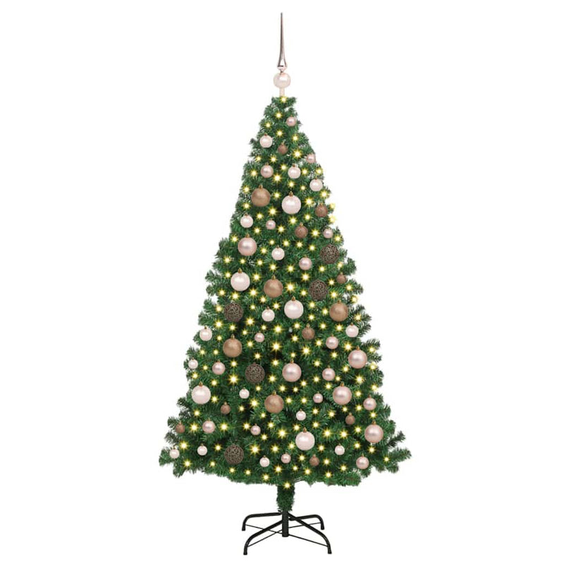 vidaXL Mű karácsonyfa 300 LED-del Zöld 180 cm PVC és Acél és Műanyag