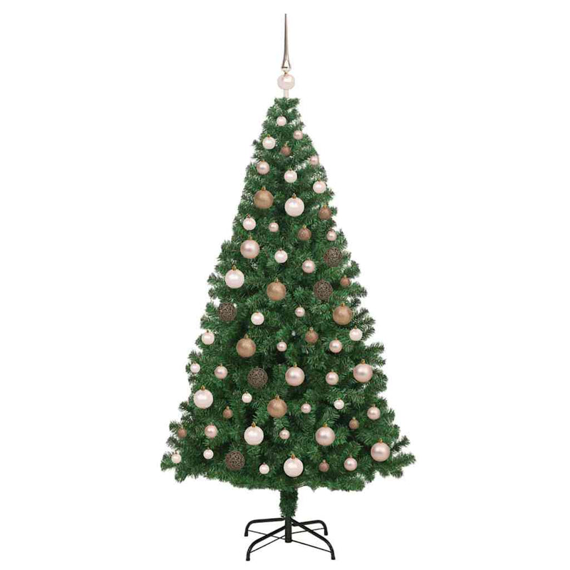 vidaXL Mű karácsonyfa 300 LED-del Zöld 180 cm PVC és Acél és Műanyag