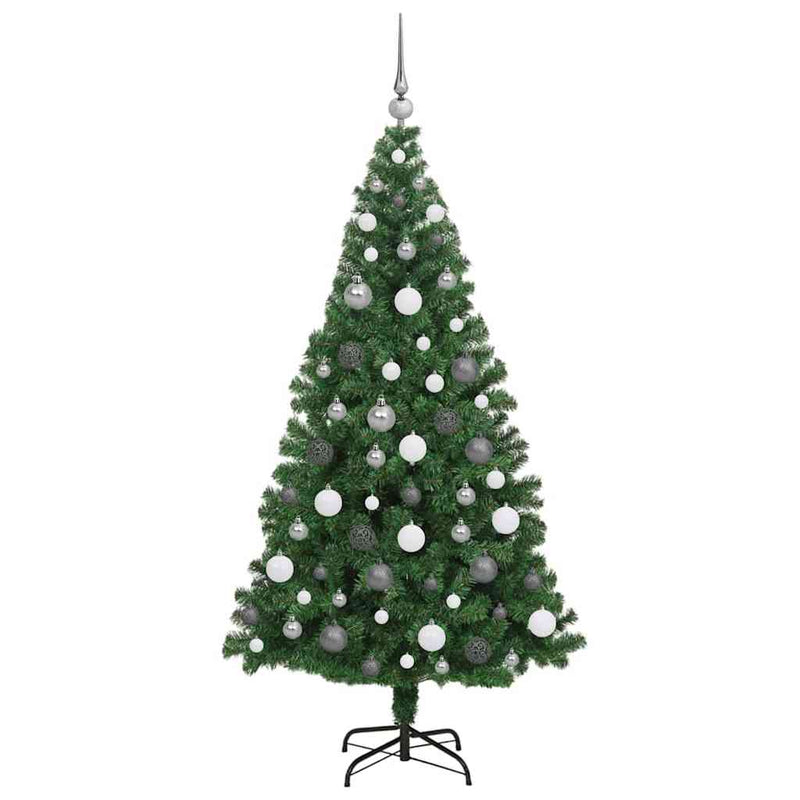 vidaXL Mű karácsonyfa 300 LED-del Zöld 180 cm PVC és Acél és Műanyag