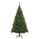 vidaXL Mű karácsonyfa 300 LED-del Zöld 180 cm PVC és Acél és Műanyag