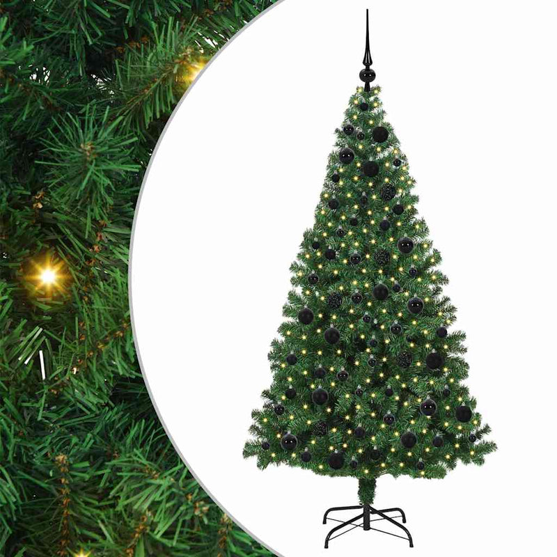 vidaXL Mű karácsonyfa 300 LED-del Zöld 180 cm PVC és Acél és Műanyag