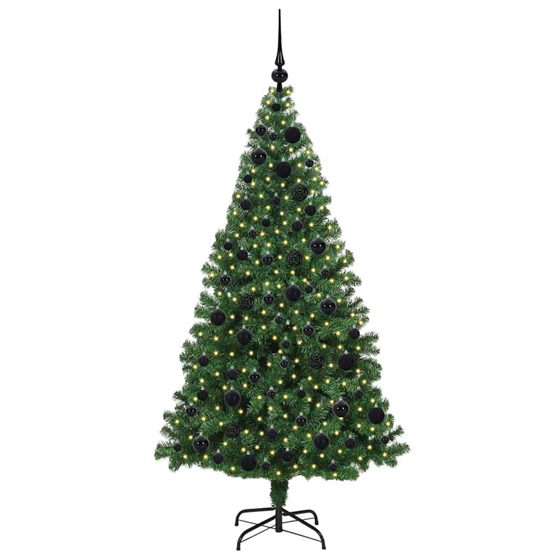vidaXL Mű karácsonyfa 300 LED-del Zöld 180 cm PVC és Acél és Műanyag
