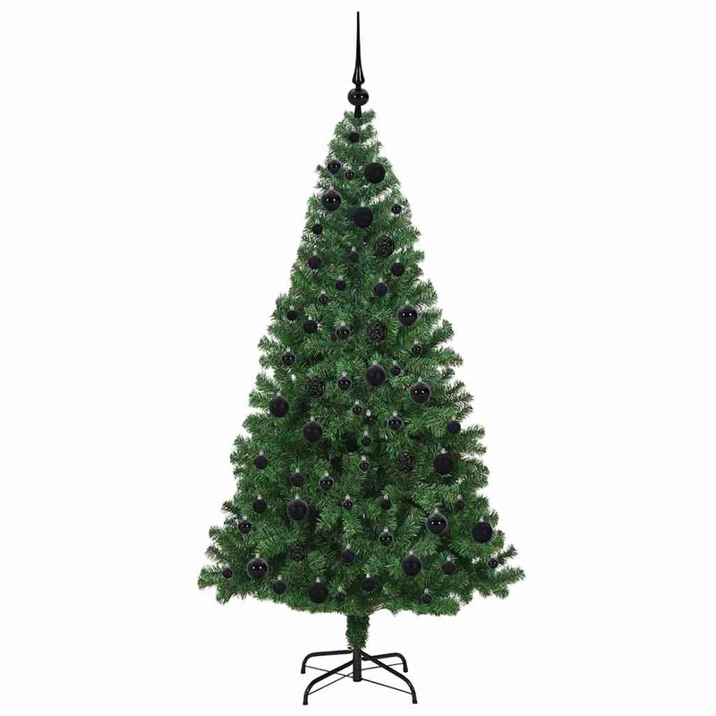 vidaXL Mű karácsonyfa 300 LED-del Zöld 180 cm PVC és Acél és Műanyag