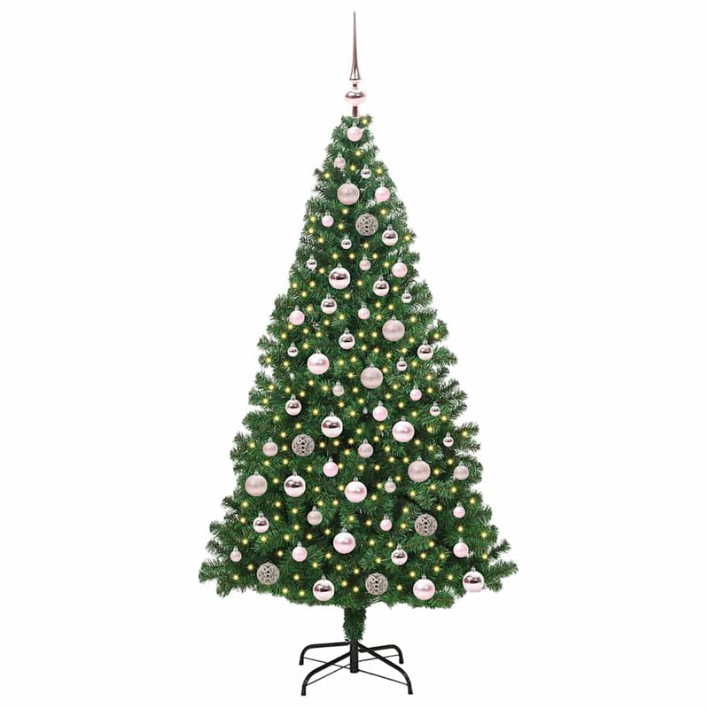vidaXL Mű karácsonyfa 300 LED-del Zöld 180 cm PVC és Acél és Műanyag