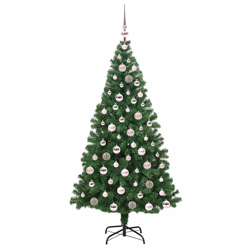vidaXL Mű karácsonyfa 300 LED-del Zöld 180 cm PVC és Acél és Műanyag