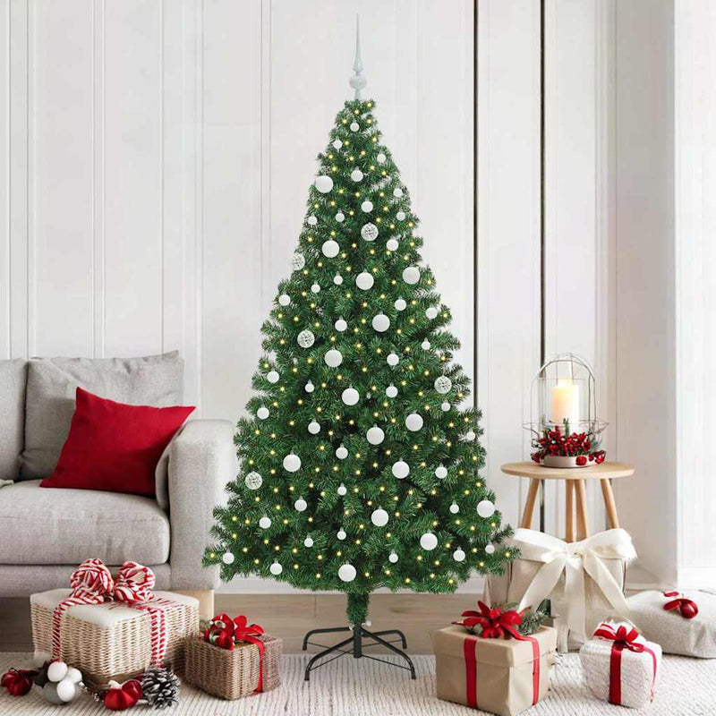 vidaXL Mű karácsonyfa 300 LED-del Zöld 180 cm PVC és Acél és Műanyag