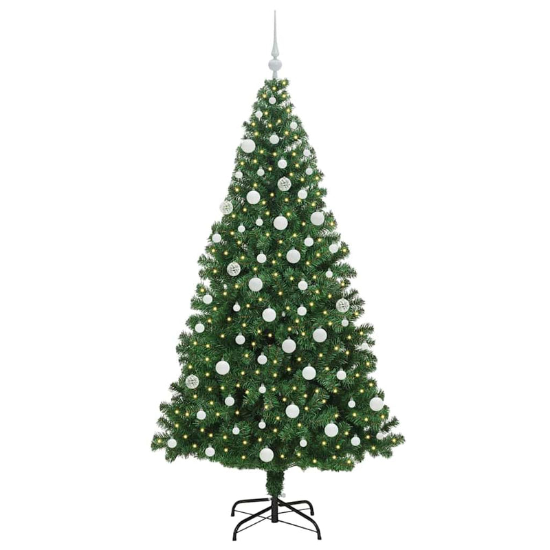 vidaXL Mű karácsonyfa 300 LED-del Zöld 180 cm PVC és Acél és Műanyag
