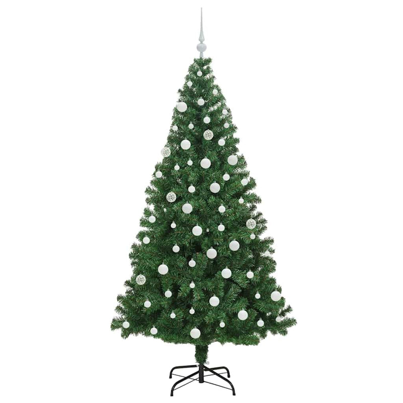 vidaXL Mű karácsonyfa 300 LED-del Zöld 180 cm PVC és Acél és Műanyag