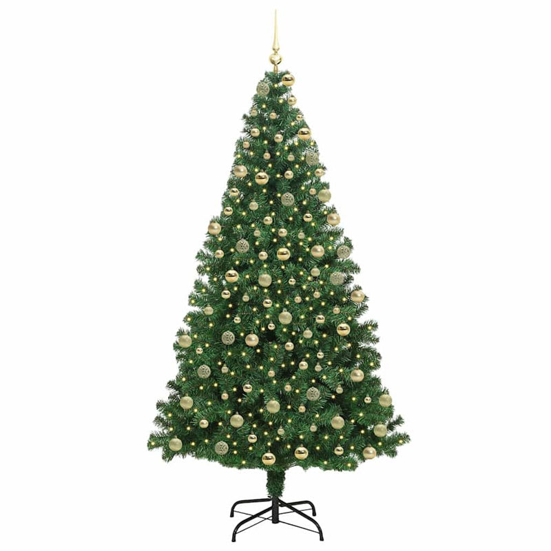 vidaXL Mű karácsonyfa 300 LED-del Zöld 180 cm PVC és Acél és Műanyag