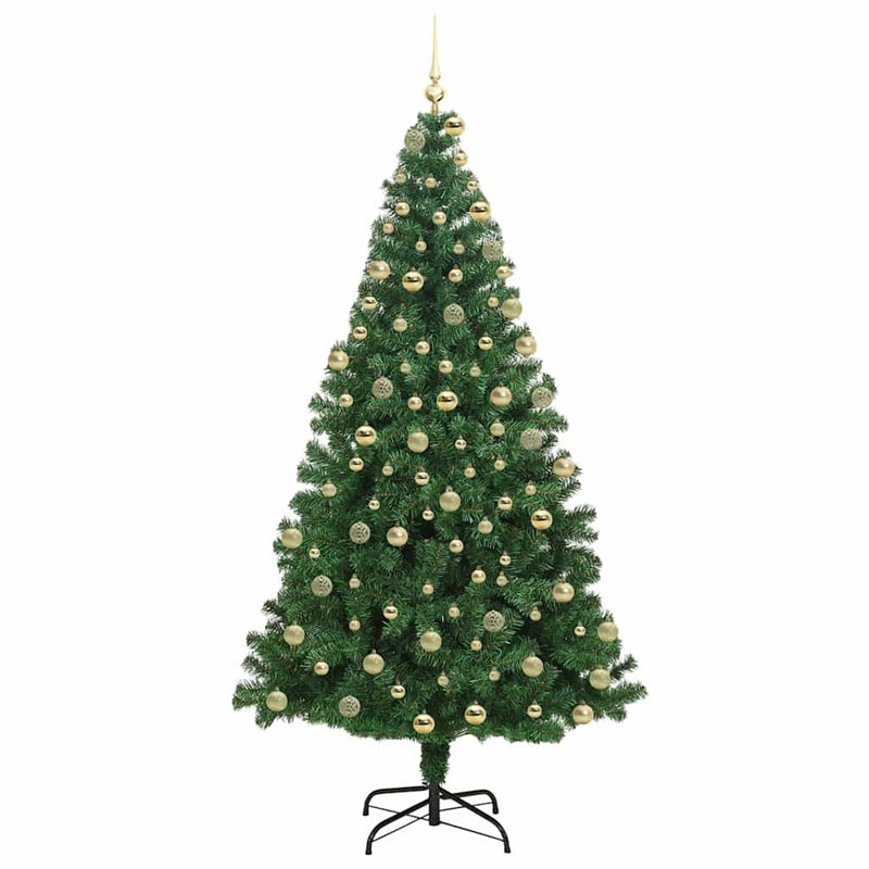 vidaXL Mű karácsonyfa 300 LED-del Zöld 180 cm PVC és Acél és Műanyag