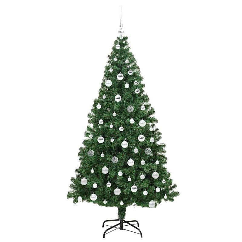 vidaXL Mű karácsonyfa 300 LED-del Zöld 180 cm PVC és Acél és Műanyag