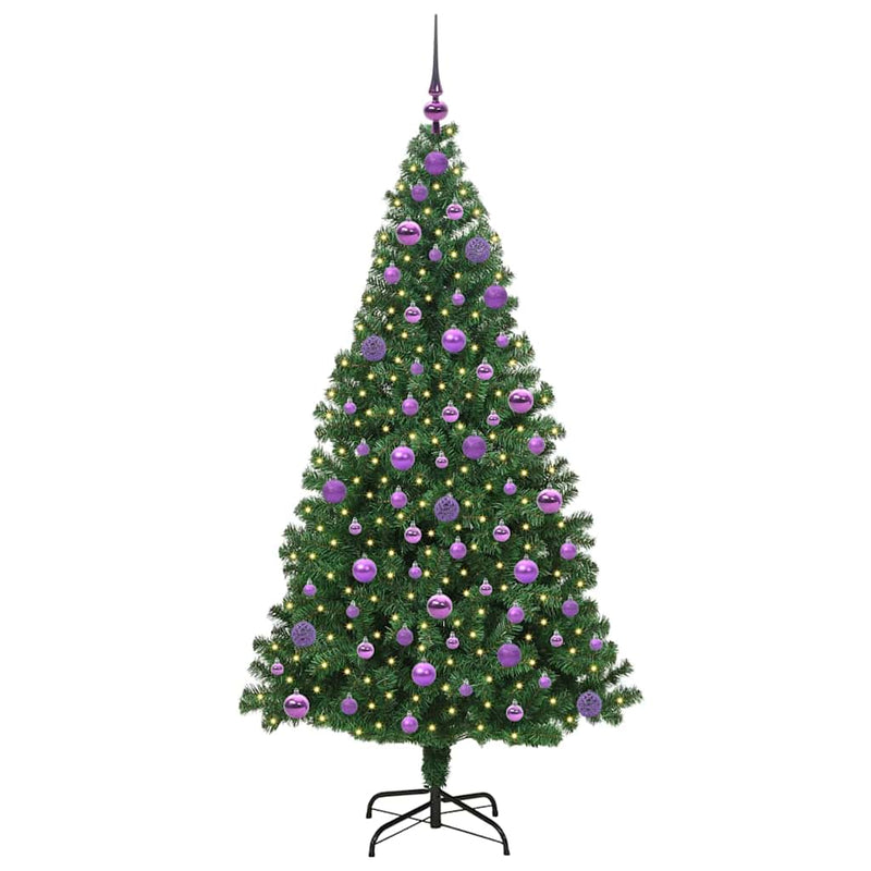 vidaXL Mű karácsonyfa 300 LED-del Zöld 180 cm PVC és Acél és Műanyag