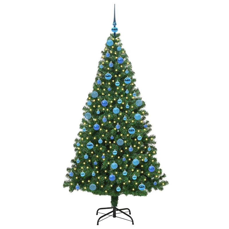 vidaXL Mű karácsonyfa 300 LED-del Zöld 180 cm PVC és Acél és Műanyag
