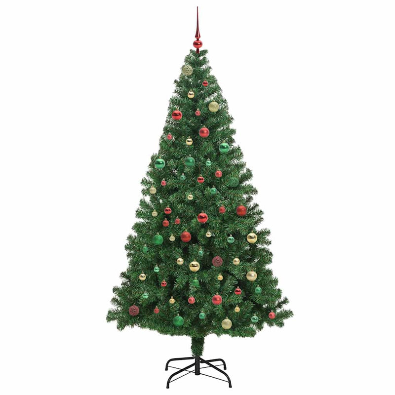 vidaXL Mű karácsonyfa 300 LED-del Zöld 180 cm PVC és Acél és Műanyag
