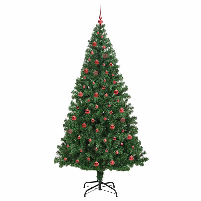 vidaXL Mű karácsonyfa 300 LED-del Zöld 210 cm PVC és Acél és Műanyag