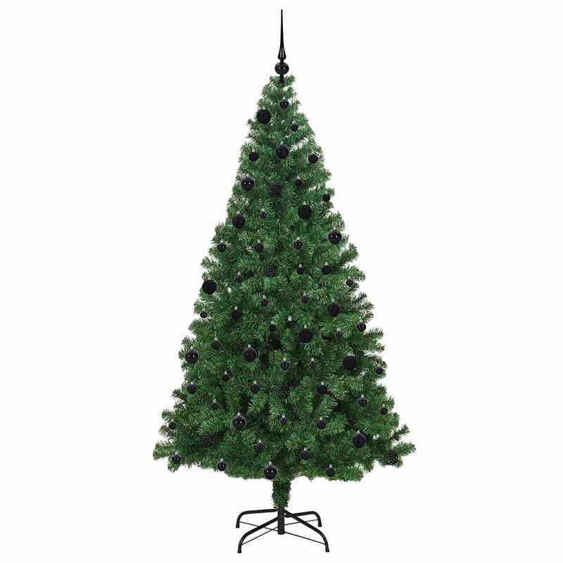 vidaXL Mű karácsonyfa 300 LED-del Zöld 210 cm PVC és Acél és Műanyag
