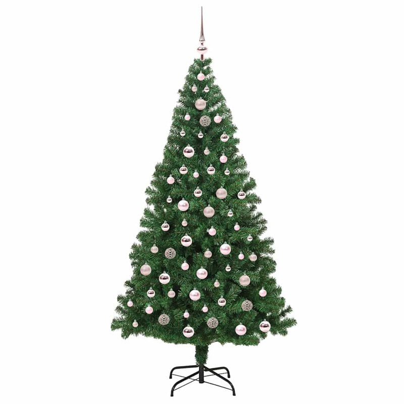 vidaXL Mű karácsonyfa 300 LED-del Zöld 210 cm PVC és Acél és Műanyag