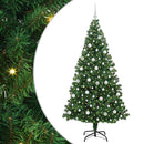 vidaXL Mű karácsonyfa 300 LED-del Zöld 210 cm PVC és Acél és Műanyag