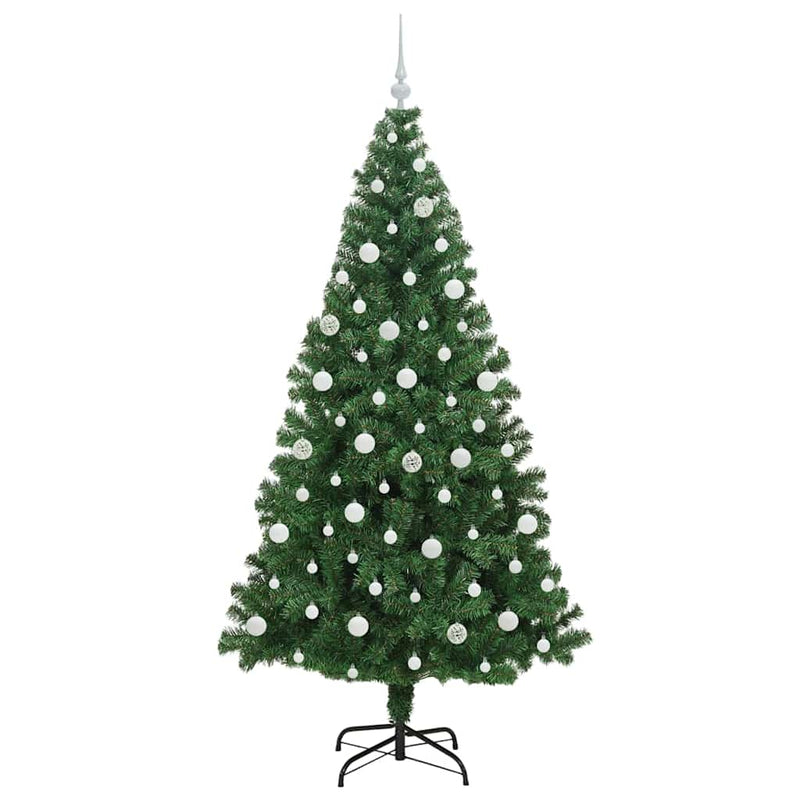 vidaXL Mű karácsonyfa 300 LED-del Zöld 210 cm PVC és Acél és Műanyag