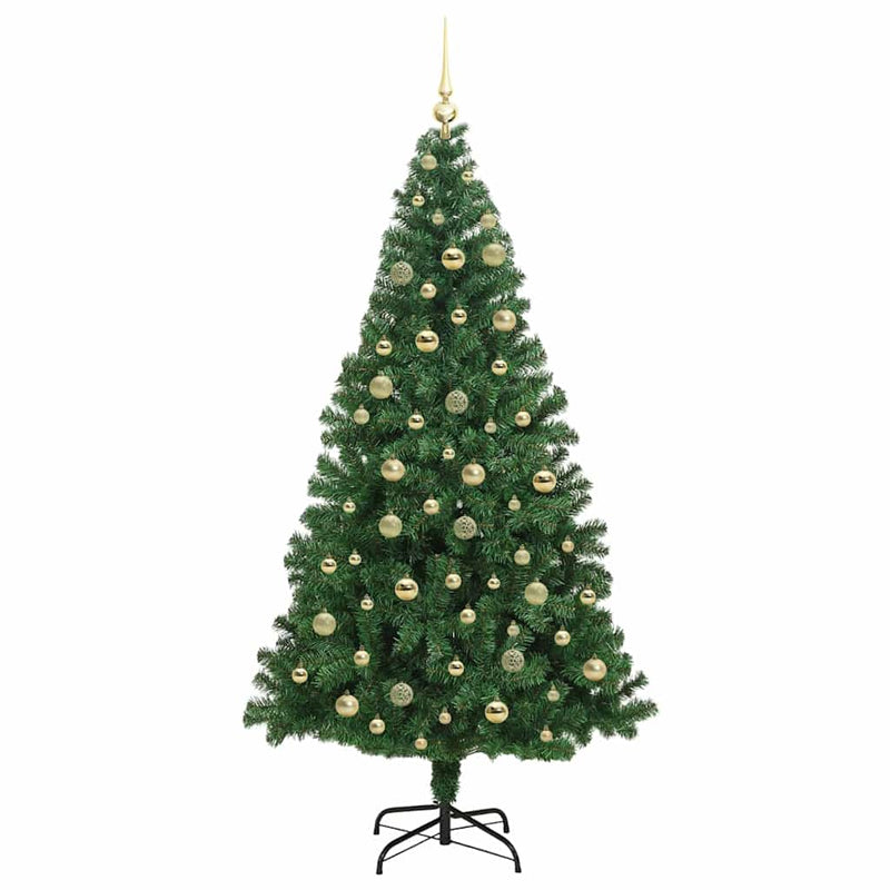vidaXL Mű karácsonyfa 300 LED-del Zöld 210 cm PVC és Acél és Műanyag