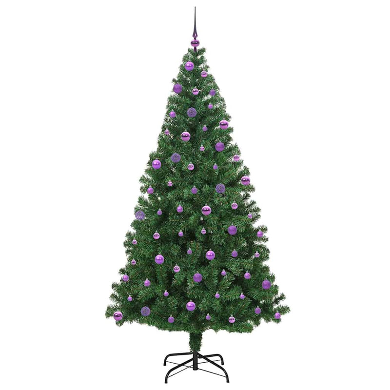 vidaXL Mű karácsonyfa 300 LED-del Zöld 210 cm PVC és Acél és Műanyag