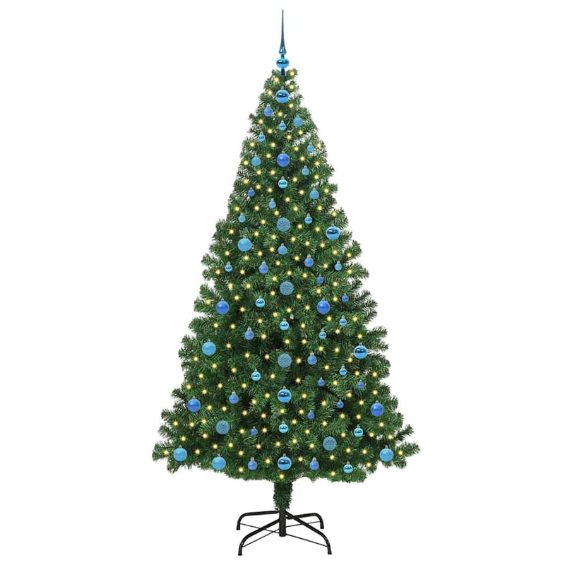 vidaXL Mű karácsonyfa 300 LED-del Zöld 210 cm PVC és Acél és Műanyag