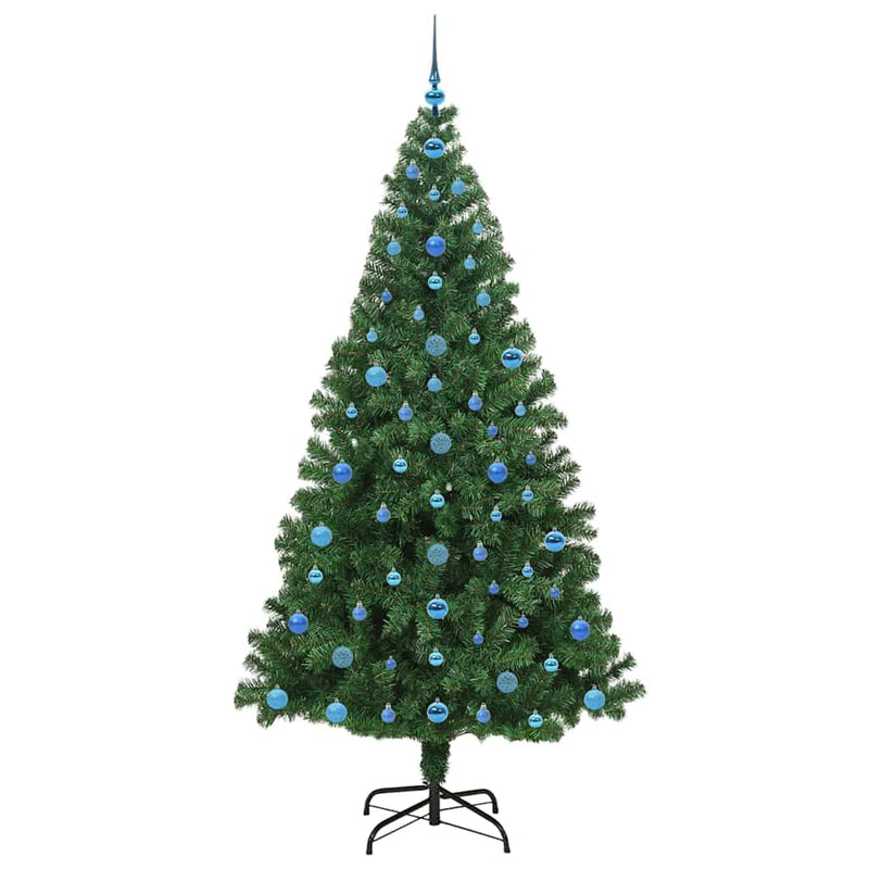 vidaXL Mű karácsonyfa 300 LED-del Zöld 210 cm PVC és Acél és Műanyag