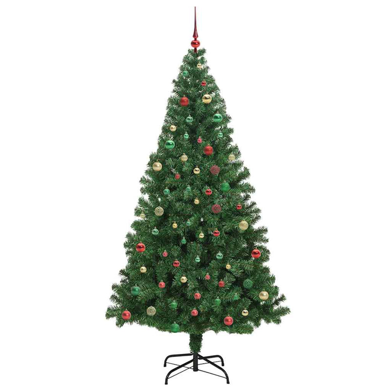 vidaXL Mű karácsonyfa 300 LED-del Zöld 210 cm PVC és Acél és Műanyag