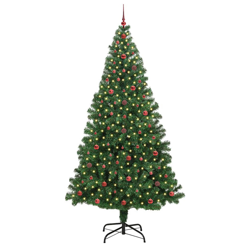 vidaXL Mű karácsonyfa 300 LED-del Zöld 240 cm PVC és Acél és Műanyag