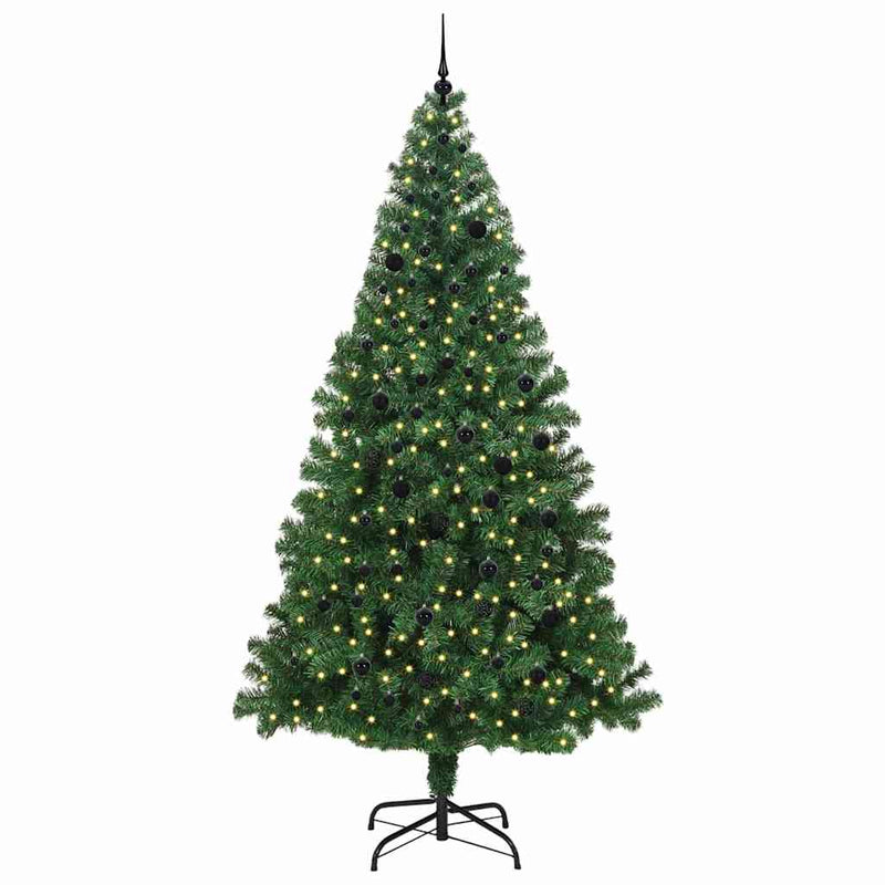 vidaXL Mű karácsonyfa 300 LED-del Zöld 240 cm PVC és Acél és Műanyag